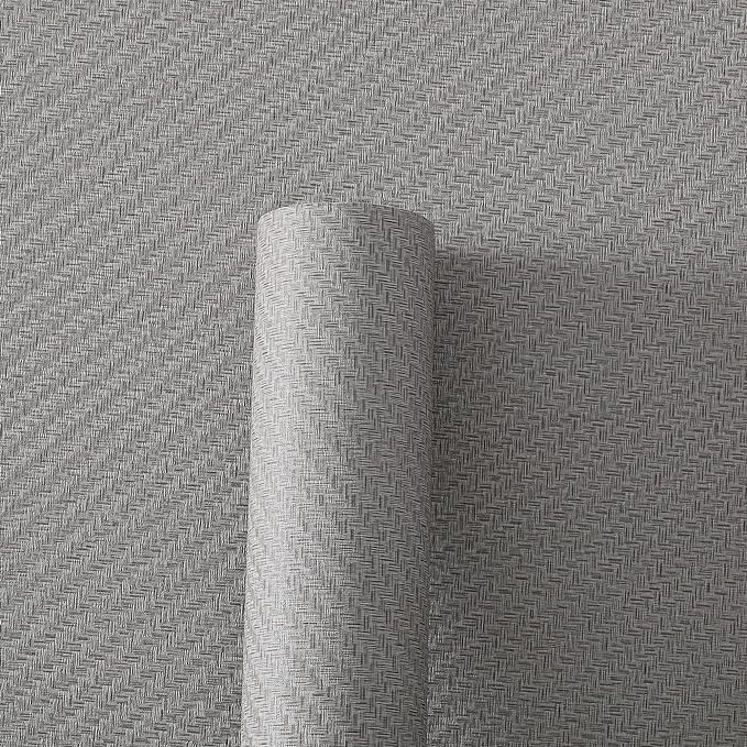 Haimin Fabric Wallpaper Textured Contact Paper Gray Grasscloth Wallpaper Peel - Image 7