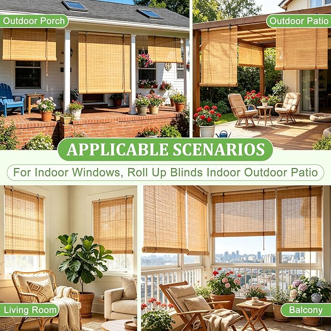 Bamboo Blinds 40x72 inch Bamboo Roman Shades - Image 5