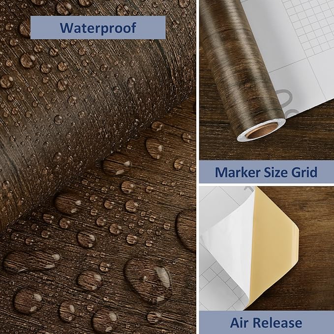 WESTICK 24"x394" Large Brown Wood Contact Paper Kitchen Countertop Peel and - Image 7