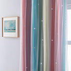 XiDi Curtains for Bedroom Decor, Rainbow Pink-Blue-34-45 - Image 3