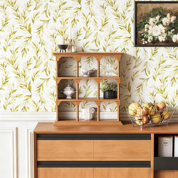 Livebor Leaf Peel and Stick Wallpaper Olive Leaf Contact Paper17.7in x 196.8in - Image 8