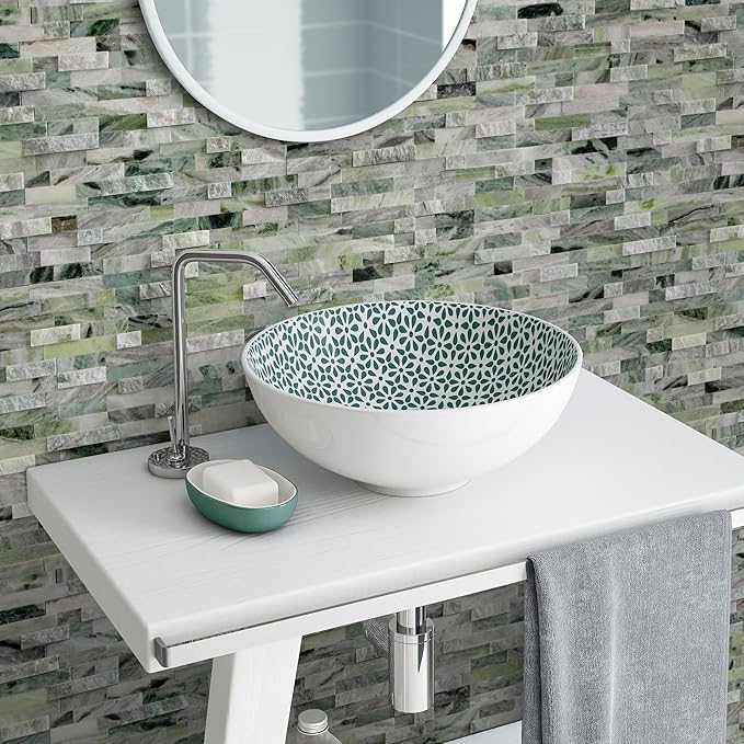 SUNWINGS 5-Sheet Peel and Stick Mosaic Natural 3D Stone Self Adhesive Marble - Image 7