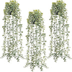 Der Rose 3Pcs Fake Plants Hanging Artificial Decor Faux Potted Eucalyptus Plants by DerRose