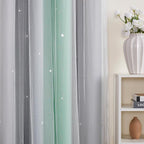 XiDi Curtains for Bedroom Decor, Rainbow Green LightgreyGrey34/96/1 - Image 3