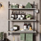 Bestier 3 Tier Industrial Pipe Shelving, Floating Book Shelves - Image 6