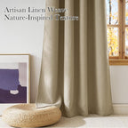 NICETOWN Oatmeal Faux Linen Room Darkening Rod Pocket Curtains 63 inch Length - Image 6
