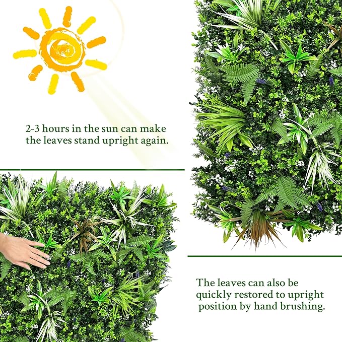 ODTORY Artificial Boxwood Topiary Hedges Panels: 20'' x 20'' 8P UV-Protected - Image 7