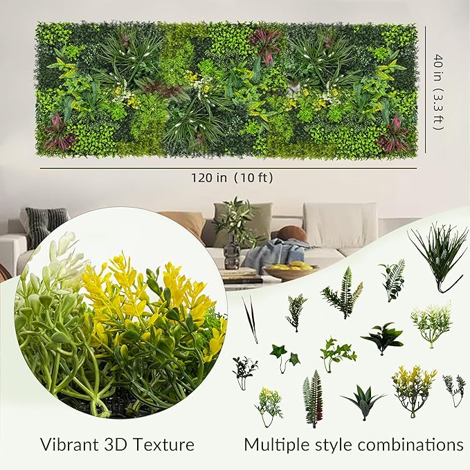 Artificial Plant Wall Boxwood Roll: 40"x120" UV Resistant Green Leaves Faux - Image 2