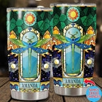 WAZONE Personalized Dragonfly Tumbler Custom Name Mosaic Style Decorative Travel Coffee Mug With Lid Insulated Cup 20oz 30oz Mothers Day Birthday Christmas Gifts For Women Men Girls