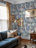 Ismoon Floral Peel and Stick Wallpaper Vintage Blue Contact Paper Jellyfish - Image 7