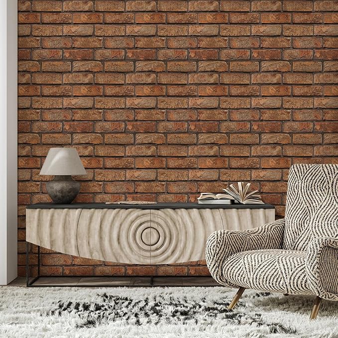 COMSTICKC 3D Brown Faux Brick Wall Panels Peel and Stick Wall Stickers - Image 2