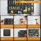 Peg Board, 6 Pack Black Peg Board Panels, 50lbs Load Capacity Each, Pegboard - Image 6