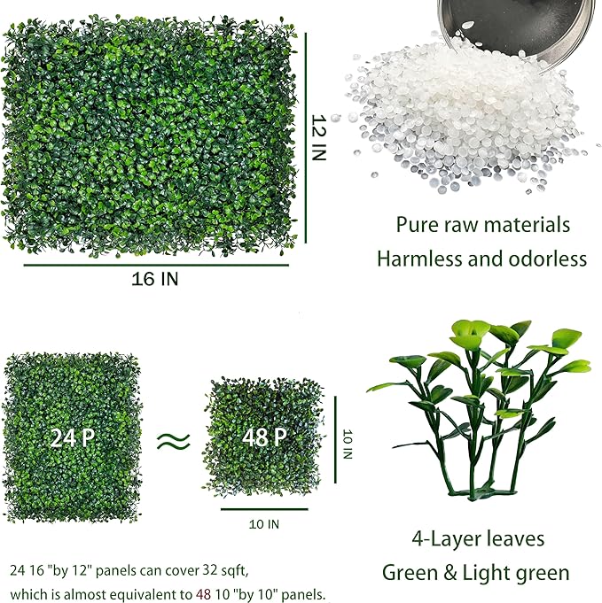 ODTORY Artificial Grass Wall Backdrop Panels, 16 X 12 in 24P UV-Anti Greenery - Image 2