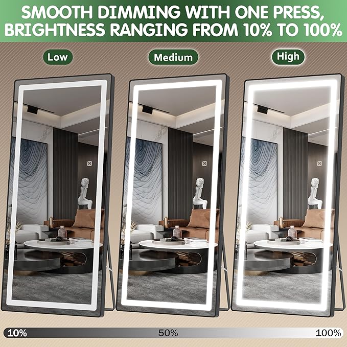 FENNIO Full Length Mirror with Lights, Wall Mounted Hanging Mirror with Lights - Image 8