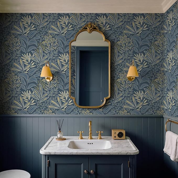 Safiyya Blue Vintage Floral Wallpaper Peel and Stick Contact Paper 17.3" x 197" - Image 2