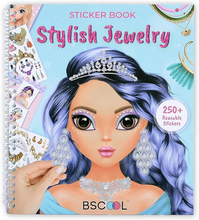 Sticker Stylish Dress up Jewelry. Sticker Activity Book for Kids. Learn Girls Fashion Design with Stickers and Guides for Kids 5 and up with 250+ Reusable Stickers. Christmas Gift for Girls