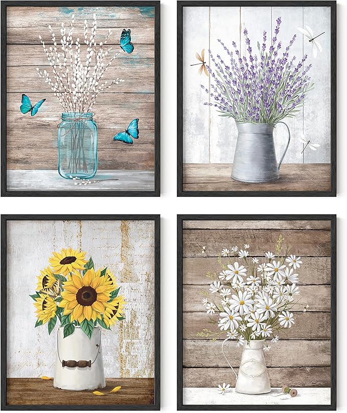 HAUS AND HUES Farmhouse Bouquets Set of 4-16x20 by HausandHuesArtPrints