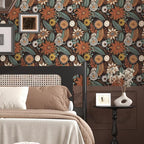 Laatse Rustic Boho Wallpaper Peel and Stick, Vintage Dark Brown Floral Contact - Image 7