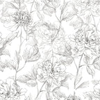 JiffDiff Floral Wallpaper Black & White Peel and Stick Vintage Peony Wall Paper by wallpaper