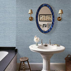 HueBurst Grasscloth Peel and Stick Wallpaper 17.3" x 197" Blue Textured - Image 5