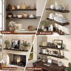 Floating Shelves Set of 2, Solid Elm Wood Wall Shelves 36 Inch - Image 6