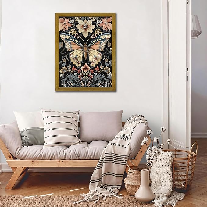 Hand Drawn Sandstone Nature Floral Wall Art, Framed Vintage 3D Textured - Image 7