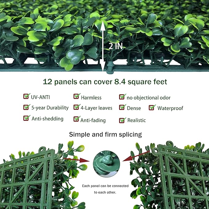 ODTORY Artificial Grass Wall Backdrop Panels, 10 X 10 in 12P UV-Anti Greenery - Image 3
