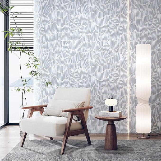 Theper Blue Wallpaper 17.3"×118" Modern Striped Peel and Stick Wallpaper Boho - Image 2