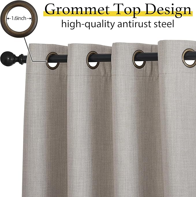 NICETOWN Thick Living Room Valances 24 inches Long, Farmhouse Grommet Faux - Image 3