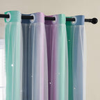 XiDi Curtains for Bedroom Decor, Rainbow Purplgreen grey34/96 - Image 2