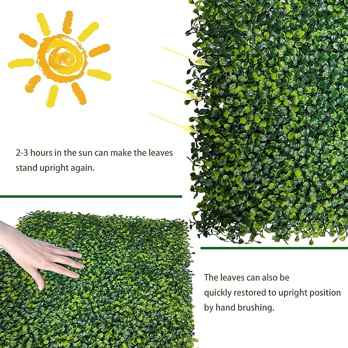 ODTORY Artificial Boxwood Roll: 40x120 in UV-Anti Faux Ivy Boxwood Hedge Leaf - Image 7