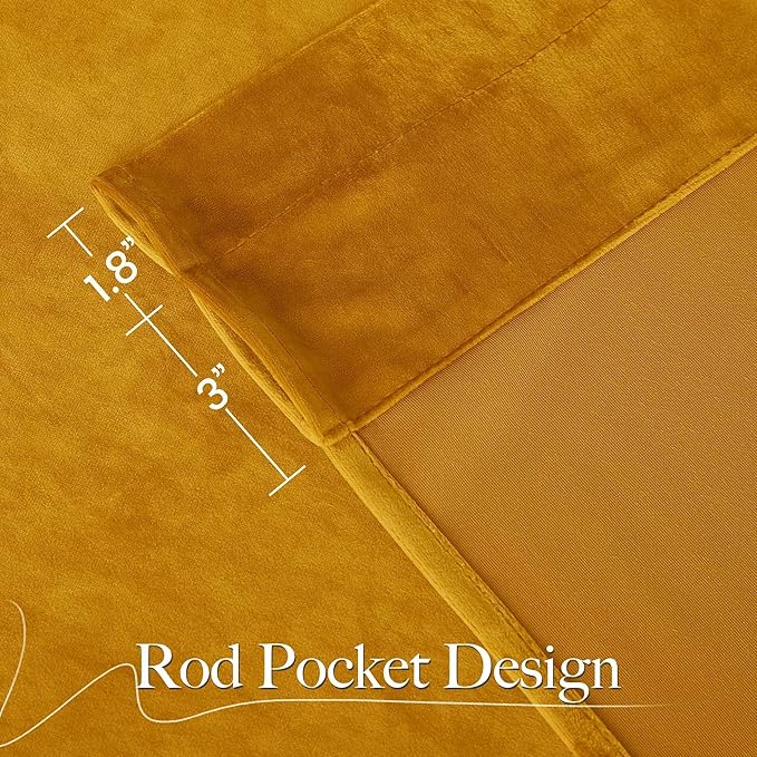 NICETOWN Yellowish Gold Velvet Curtains 84 inches Long - Image 9