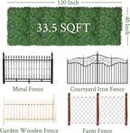 Artificial Ivy Privacy Fence Screen: 120"x 40" UV-Anti Faux Boxwood Roll Grass - Image 2