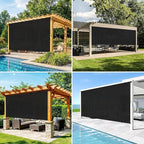 8'W x 8'H Black Patio Shades Roll up Outdoor Roller Shade Crank Wand Blind - Image 5