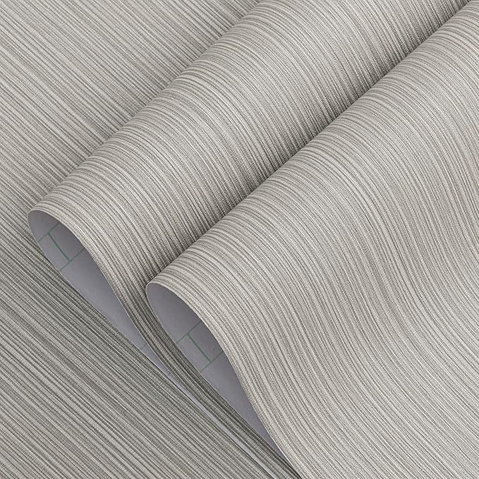 Mocha Brown Faux Grasscloth Wallpaper Peel and Stick Linen Textured 24"x394" - Image 2