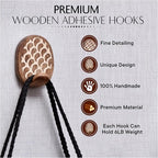 Indian Shelf 6 Lb- 6 Pieces Decorative Wood Adhesive Wall Hooks–Boho Peel and - Image 3