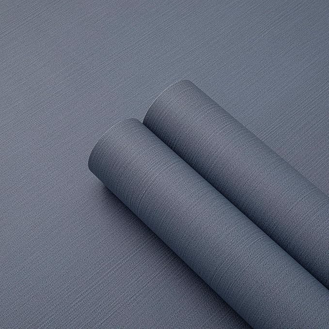 24"x393" Navy Blue Grasscloth Peel and Stick Fabric Textured Contact Paper - Image 9