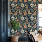 Simon&Siff Boho Peel and Stick Wallpaper, 17.3" x 80" Blue Sun Floral Retro - Image 3