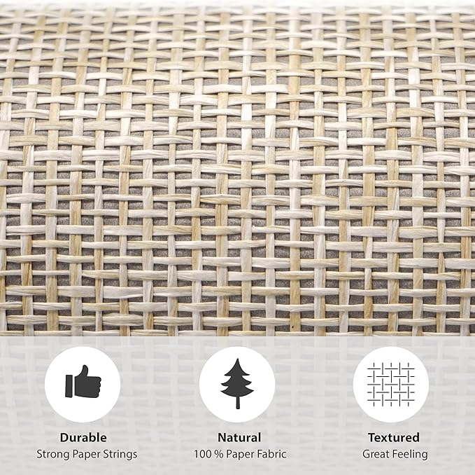 Ansehan Wallcovering W030105 Envy Collection 36" W x 8 Yard L, Natural Paper - Image 5