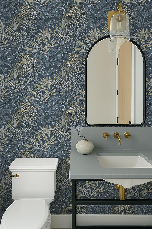Safiyya Blue Vintage Floral Wallpaper Peel and Stick Contact Paper 17.3" x 197" - Image 7