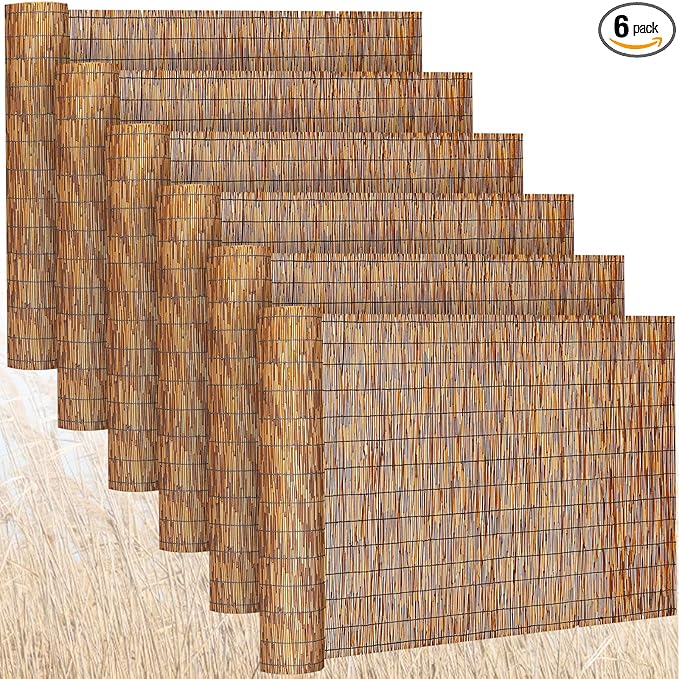 Barydat 6 Pcs 4 x 16.4 ft Reed Fence Roll, 85% Shade Bamboo Privacy Screen by home