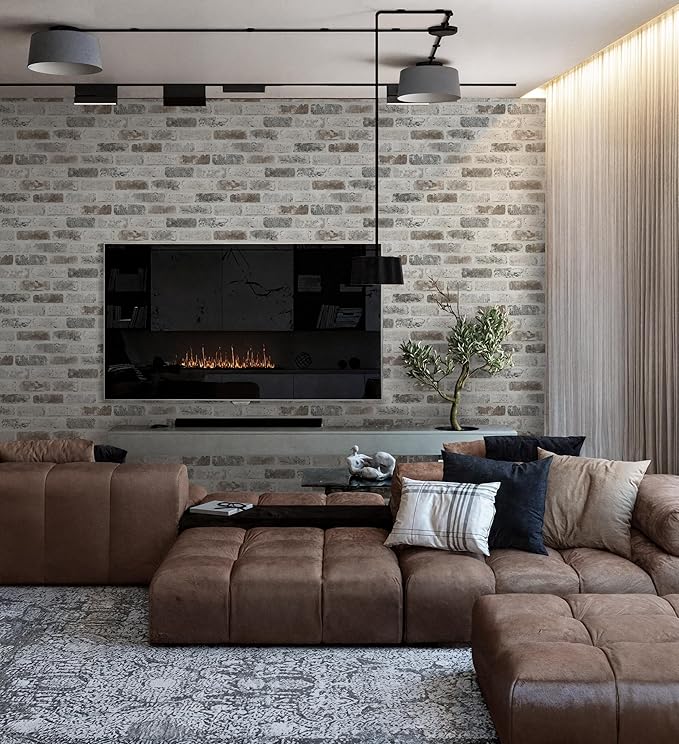 Guvana 17.3"×590" Brick Peel and Stick Wallpaper Grey Brown 3D Self Adhesive - Image 5