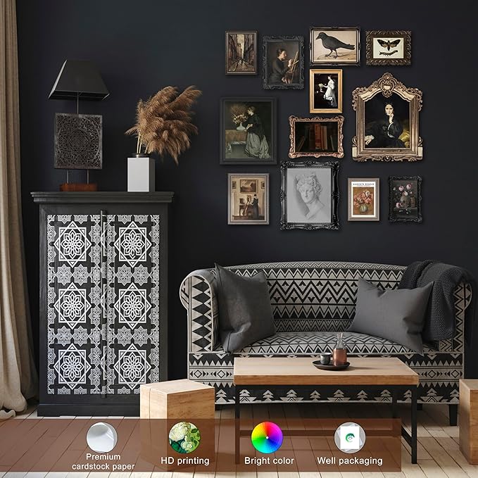 LANCHI95 12PCS Vintage Classical Wall Art Set – Dark Academia Antique Frame - Image 3