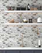 Brick Wallpaper Peel and Stick Wallpaper 17.3"x393" Grey and White 3D Brick - Image 6