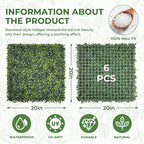 Artificial Grass Wall Panel Screen: 20"x20" 6P UV-Anti Faux Boxwood Panels - Image 2