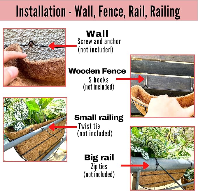 LaLaGreen Wall Planters for Outdoor Plants, 4 Pack, 12 Inch Half Round Plant - Image 3