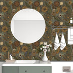 Grey Boho Wallpaper Peel and Stick, Vintage Yellow Green Floral Contact Paper - Image 4