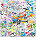 Airplane Stickers 101 Pcs Vinyl Cute Cartoon Aircraft Sticker for Laptop Water Bottle Skateboard Motorcycle Bumper Computer Car Helmet Luggage,Waterproof Funny Plane Decals for Teens Girls Adults