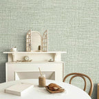 Green Grasscloth Peel and Stick Wallpaper 17.3"x480" Faux Linen Textured - Image 5