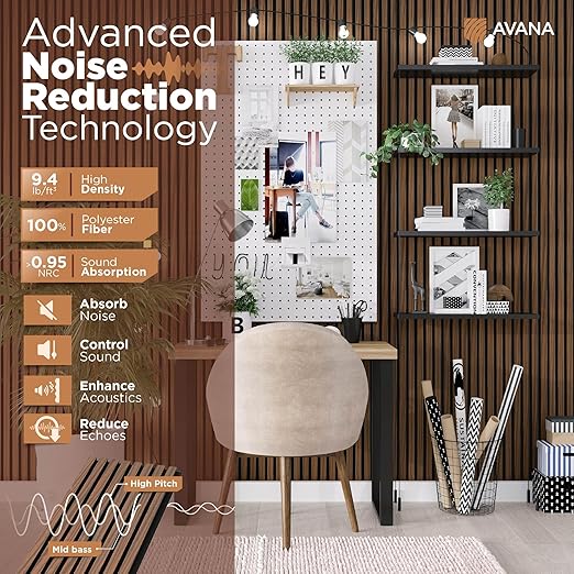 Avana Acoustic Wood Wall Panels – 47.2 x 12.6 Inch Rustic Walnut Acoustic - Image 5